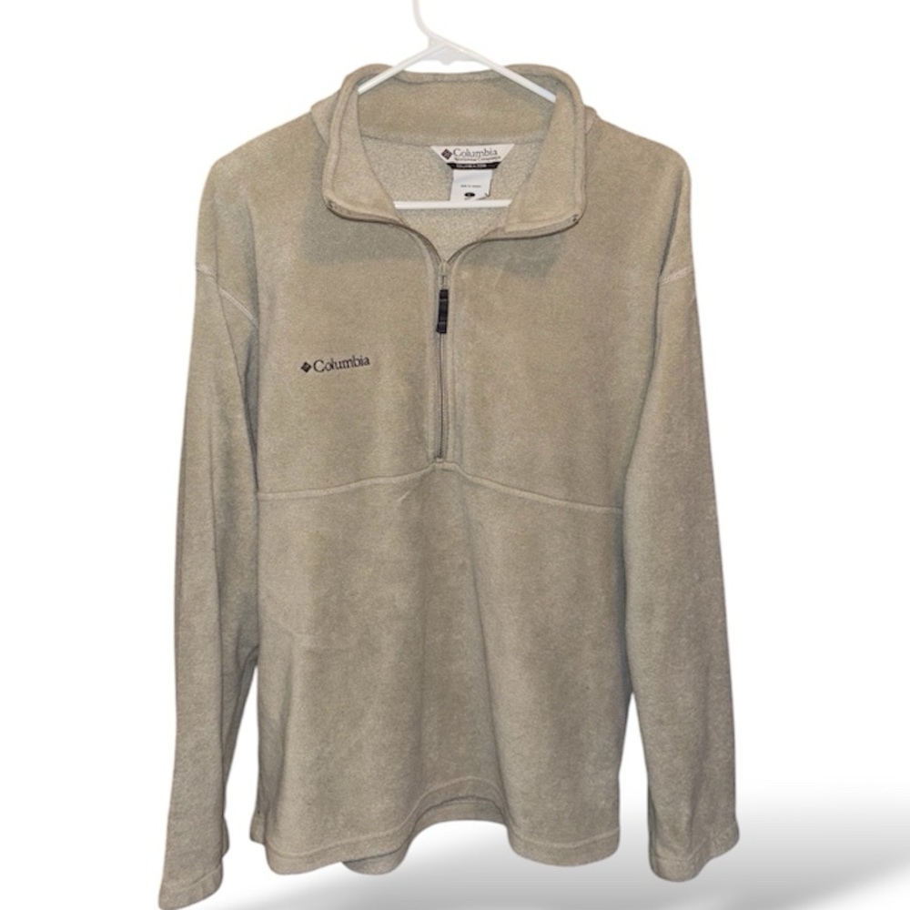 Vintage Columbia Beige Quarter-Zip Fleece Jacket